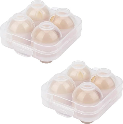 4 Girds E Holder Conggtainer, Plastic Egg Storage Box Shockproof Protection, Portable Egg Tray Carriage Dispenser for Refrigerator Camping Picnic Travel Kitchen Outdoor (Transparent 2 Pcs)