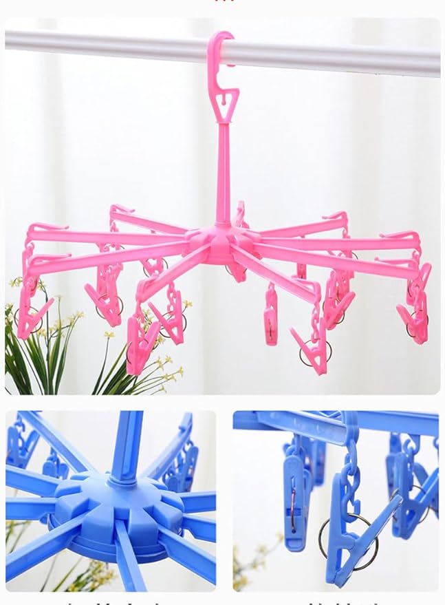 DurReus Foldable Clip Drip Laundry Hanger Portable Plastic Hanging Dryer with 20 Clips for Drying Cloth Diapers,Baby Clothes,Bras,Underwear,Hat,Gloves,Socks