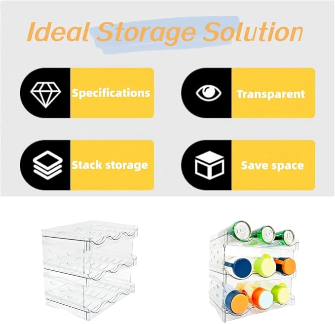 Keerte Plastic Stackable Bottle Storage Holder Rack,Free-Standing Water Bottle/Wine and Drink Organizer Shelf for Kitchen Cabinet,Fridge,Countertop,Pantry,Freezer,Water Bottle Organizer,9 Containe