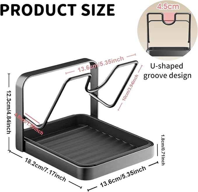 Kitchen Pot Lid Storage Rack, Stainless Steel Pot Lid Holder While Cooking for Countertop, Multifunctional Pots Lids Organizer Rack with Removable Drip Tray for Spatulas, Ladles & Large Lids (Gray1)