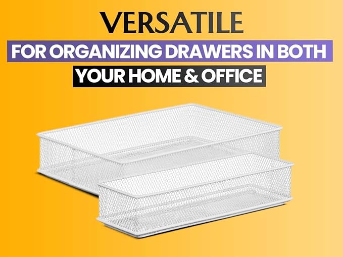YBM HOME Silver Mesh Drawer Cabinet and or Shelf Organizer Bins, School Supply Holder Office Desktop Organizer Basket 1594s (1, 3x6x2 Inch)