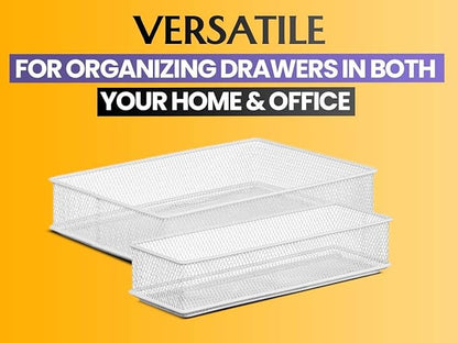 YBM HOME Silver Mesh Drawer Cabinet and or Shelf Organizer Bins, School Supply Holder Office Desktop Organizer Basket 1594s (1, 3x6x2 Inch)