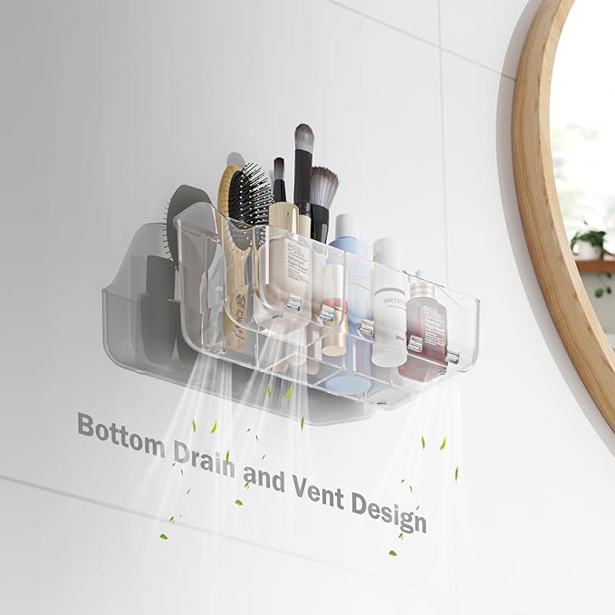 2-Pack Clear Wall-Mounted Toothbrush Holders, Tooth Brush & Toothpaste Holder for Bathroom Countertop or Wall