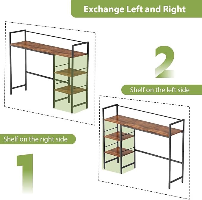 Desk Shelf, 38.6 Inch Wood Desk Organizer Shelf for Computer Monitor, Desk Hutch Storage, Desktop Shelf for Top of Desk, 3 Tier Desktop Bookshelf for Home Office Dorm, Rustic