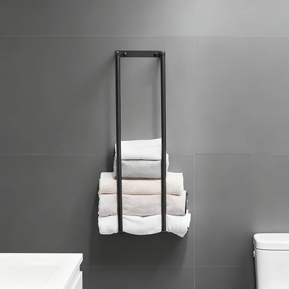 Towel Racks for Bathroom, NEWRAIN Rolled Towel Storage Wall Mounted Bath Towel Holder for Folded Large Towel Washcloths, Bathroom Organizing Matte Black