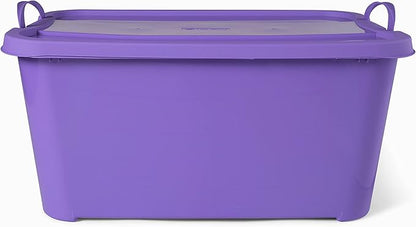 Life Story 12 Pack Light Duty Stackable Storage Bin, 55 Quart Home Organizer, Versatile Lightweight Locking Bins with Carrying Handles, Purple