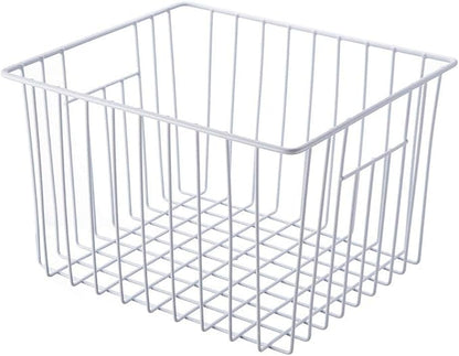 Deep Refrigerator Organizer Baskets, Metal Wire Baskets for Upright Freezer, Household Bin Basket with Handles for Kitchen, Cabinets, Pantry, Closets (11.8" L x 10" W x 7" H)
