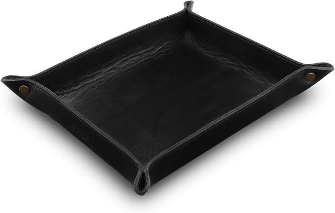 Londo Genuine Leather Tray Organizer - Practical Lightweight Water Resistant Computer Table Desk Storage Box for Wallets, Watches, Keys, Coins, Cell Phones and Office Equipment