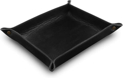 Londo Genuine Leather Tray Organizer - Practical Lightweight Water Resistant Computer Table Desk Storage Box for Wallets, Watches, Keys, Coins, Cell Phones and Office Equipment