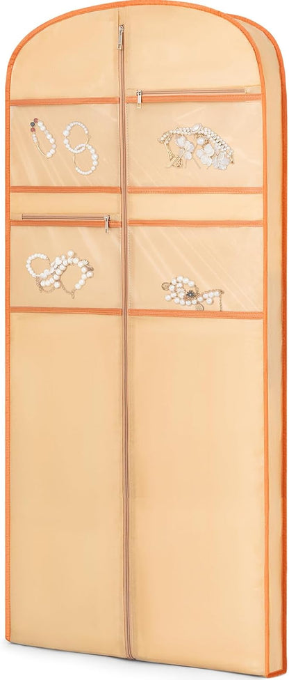 65" Garment Bag for Travel for Hanging Clothes Storage Hanging Suit Cover with Zipper and Accessory Storage for Coats, Dresses, Suits
