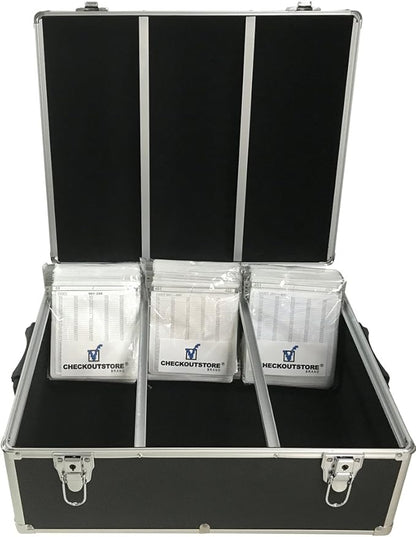 CheckOutStore (1) Aluminum CD/DVD Media Hanging Sleeves Storage Box (Black/Holds 600 Discs)