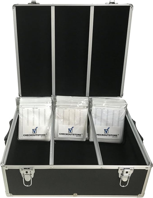 CheckOutStore (1) Aluminum CD/DVD Media Hanging Sleeves Storage Box (Black/Holds 600 Discs)