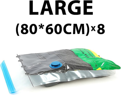 LICOZYVE Vacuum Storage Bags for Travel and Home,8 Pack Vacuum Seal Bags for Clothing,(with Electric Pump and Hand Pump, Large 60 * 80)