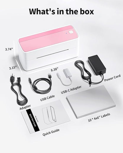 Phomemo Thermal Shipping Label Printer, 241BT Label Printer for Small Business &Shipping Packages, Pink 4x6 Bluetooth Thermal Printers Compatible with Android iOS Windows, Amazon, Ebay,UPS, Shopify
