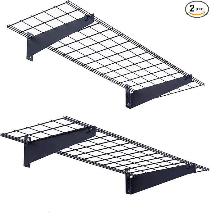 Wallmaster 2-Pack 15x45 Heavy Duty Garage Wall Shelving 45-inch-by-15-inch Wall Mount Garage Storage Rack Floating Shelves Max Load 400lb Black