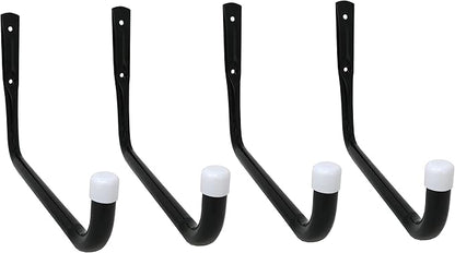 Shepherd Hardware 8091E Heavy Duty Steel 10-Inch Garage Storage Utility Hooks, 4 Pack, Black