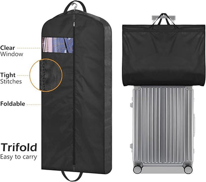MISSLO 43" Mens Garment Bags for Travel Waterproof Suit Bags for Closet Storage for Shirts, Jackets, Coats, Black, 2 Packs