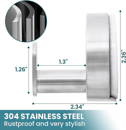 TAILI 304 Stainless Steel Bathroom Suction Hooks for Towel, Bathrobe, Loofah, No Damage Hanging Glass Shower Wall Hook, Patented Strong Suction Cup Holder, Hold Up to 11 Lbs, 2 Pack, Silver