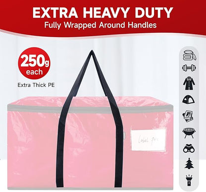 8-pack extra-large moving bags - zinc alloy zipper, webbing edging, sturdy handles, durable construction, PE plastic material, suitable for university dormitories and home organization.