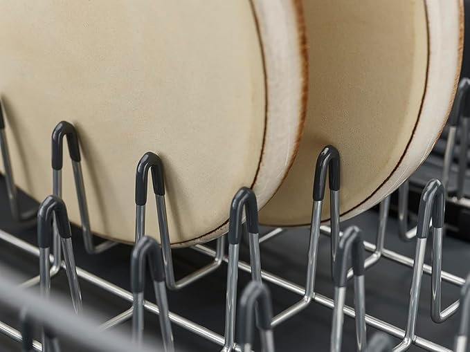 Joseph Joseph Extendable Dish Drying Rack with Dual Parts - Stainless Steel, Non-Scratch, Movable Utensil Drainer & Drainage Spout, Gray