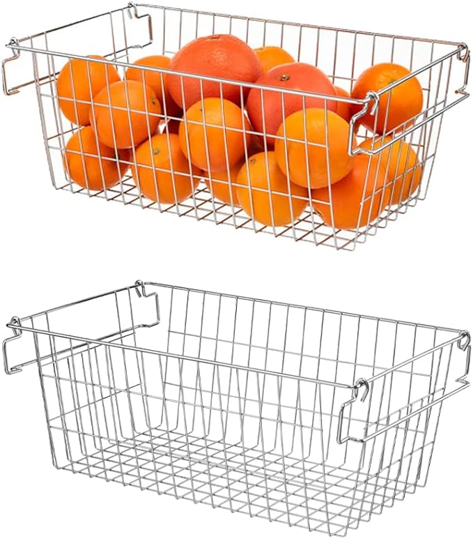 SANNO Freezer Organizer Bins, Stackable Chest Freezer Organizer, Pantry Storage Bins Cubby Bins for Food,Pantry Snack, Vegetable, Potato, Onion,8