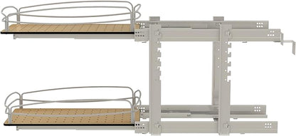 Rev-A-Shelf 2 Tier Pull Out Kitchen Cabinet Storage Organizer with Solid Bottom & Undermount Soft-Close Full Extension Slides, 54BK-12SC-2-1