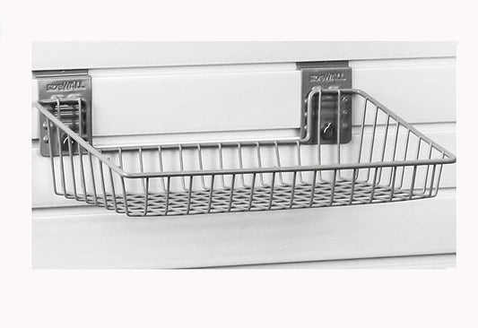 Small Angle Basket with CamLoks for Storage on Garage Slatwall Panels
