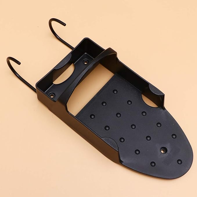 1pc Stainless Steel Ironing Board Holder Double Hook Wall-Mounted Rack for Use Iron Board Shelf Compact Design Black