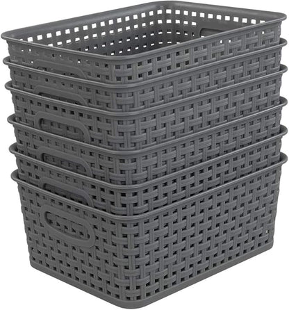 Pekky Grey Plastic Storage Baskets, Classroom Organization Baskets, 6 Packs
