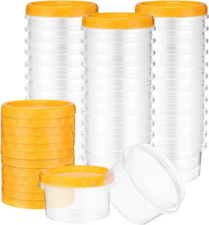 Sieral 36 Pack 8 oz Freezer Containers with Lids Reusable Deli Freezer Storage Containers Stackable Plastic Thick Twist Top Jars for Takeout Food Round Wide Mouth Lunch Snack (Yellow)
