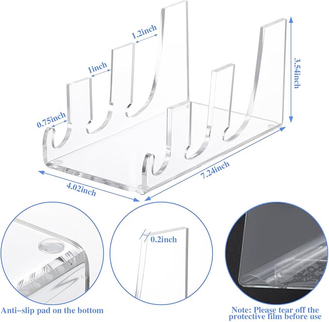 Wenqik 8 Pcs 3 Tier Plate Dinnerware Display Stand Acrylic Plate Stands for Clear China Platters Holders Racks for Display Place Setting Plates Kitchenware Cabinet Home Organizer