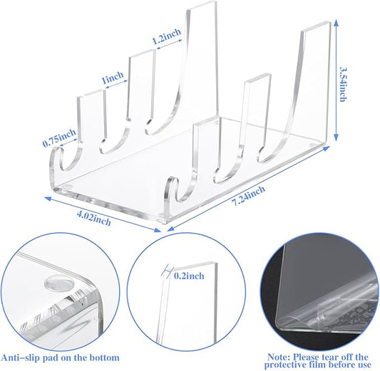 Wenqik 8 Pcs 3 Tier Plate Dinnerware Display Stand Acrylic Plate Stands for Clear China Platters Holders Racks for Display Place Setting Plates Kitchenware Cabinet Home Organizer