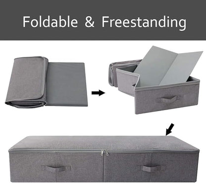 iwill CREATE PRO Under Bed Storage Bin, 100cm Large Foldable Container with Lid | 39.4"x16.9"x7" Dust-Proof Washable Organizer for Shoes, Clothing, Bedding | Durable Plastic Board, Dark Gray