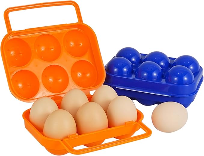 FantasyDay 6 Grids Egg Holders, Sturdy Shockproof Durable Egg Cartons Egg Containers With Lid for Refrigerator - Large Capacity Egg Organizer Box for Home Kitchen Outdoor Picnic Hiking Storage