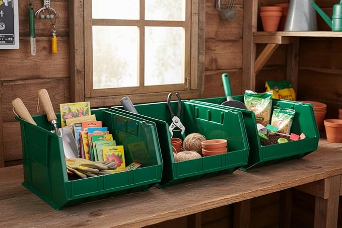 Hudson Exchange 18" x 16.5" x 11" Plastic Stackable Storage Bin and Hanging Container, Green