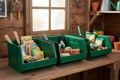 Hudson Exchange 18" x 16.5" x 11" Plastic Stackable Storage Bin and Hanging Container, Green