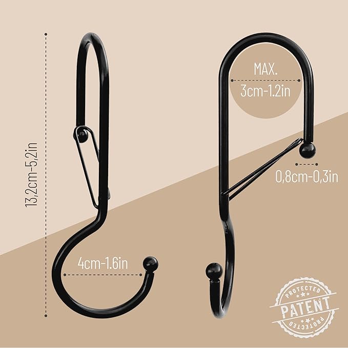 Blau Marité 6 Purse Hanger for Closet. Tote Hanger. S-Shaped Hooks S Hooks Twist Design. Anti Drop S-Shaped Hook for Hanging Handbags with Safety Buckle to Prevent Falls. Heavy Duty. (Black, Twisted)