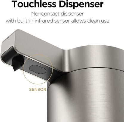 Automatic Liquid Soap Dispenser Stainless Steel Touchless Hand Soap Dispenser with Waterproof IPX5 Motion Sensor Dish Soap Dispenser for Kitchen Bathroom (Rechargeable (White))