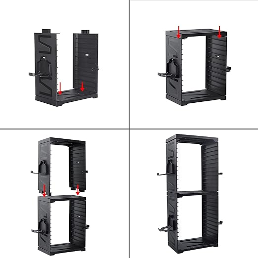 ASFSKY Video Game Storage Tower - 24 Games Video Game Organizer & Holder with 4 Controller Hooks, Universal Video Game Storage Compatible with PS5/PS4/Xbox/Switch - Gamer Gifts