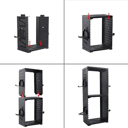 ASFSKY Video Game Storage Tower - 24 Games Video Game Organizer & Holder with 4 Controller Hooks, Universal Video Game Storage Compatible with PS5/PS4/Xbox/Switch - Gamer Gifts