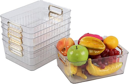 Ziglous Clear Plastic Organizing Bins, Plastic Pantry Storage Baskets for Fridge, 6-Packs