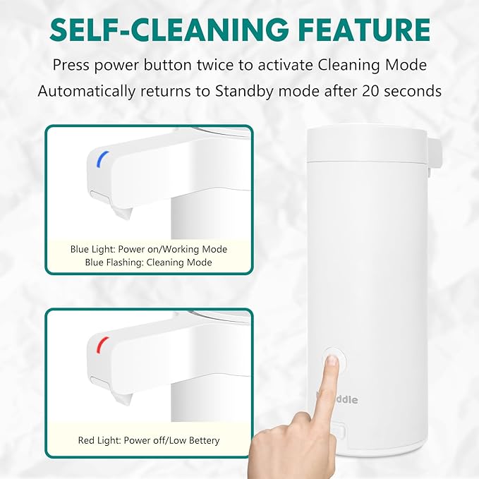 Mamiddle Automatic Soap Dispenser Stainless Steel with Sensor Infrared Soap Dispenser Electric IPX5 Waterproof USB-C Charging Motion Sensor for Kitchen & Bathroom (White)
