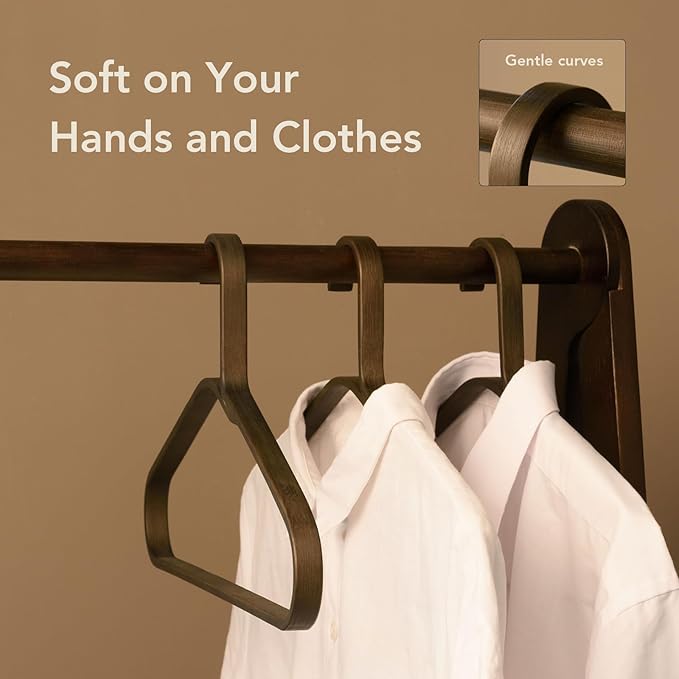 GUDEE CAKON Set of 3 Bamboo Hangers – Eco-Friendly, Strong & Durable Clothes Hangers (Brown)