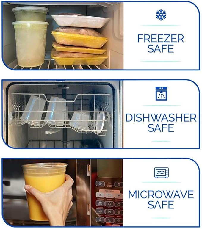 Healthy Packers 32 oz Plastic Containers with Lids for Food (24 pack) - Food Storage & Soup Clear Plastic Deli Cups - BPA Free | Leakproof - Microwaveable - Reusable - Dishwasher & Freezer Safe