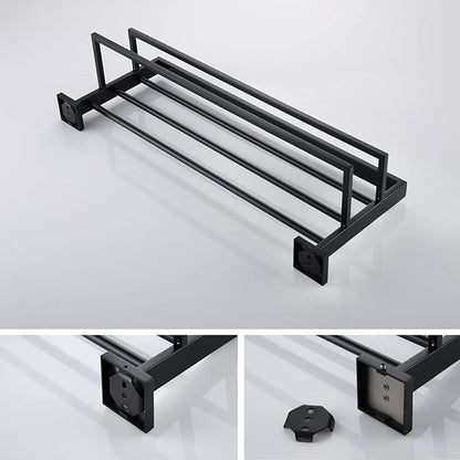 KOKOSIRI Black Towel Rack 20'' Bathroom Towel Shelf with Double Towel Bars SUS304 Matte Black Stainless Steel Wall Mounted, B6003BK-L20