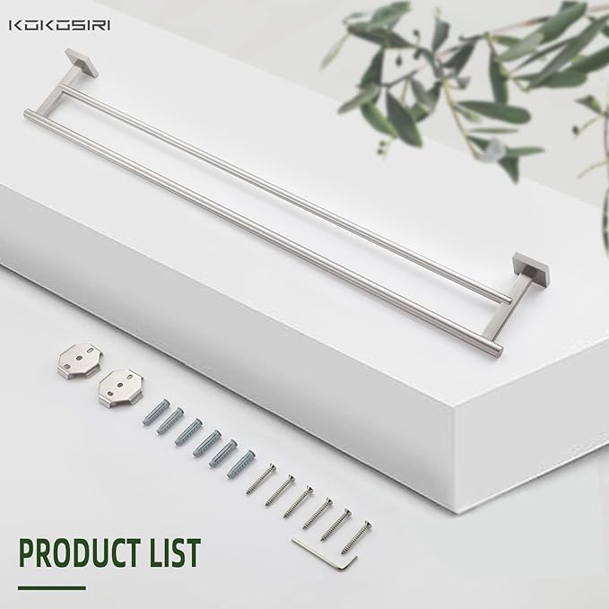 KOKOSIRI Towel Holder Bath Towel Bar with Two Rails for Bathroom Kitchen Towel Racks 36 Inch Brushed Nickel Stainless Steel B5005BR-L36