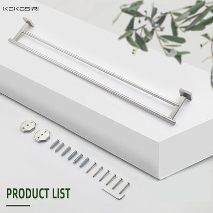 KOKOSIRI Towel Holder Bath Towel Bar with Two Rails for Bathroom Kitchen Towel Racks 36 Inch Brushed Nickel Stainless Steel B5005BR-L36