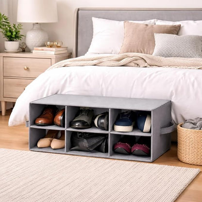 Sorbus Shoe Organizer Bin, 6 Section Cubby Shoe Shelves, Foldable Portable Detachable Closet Organizer Storage for Home Organization