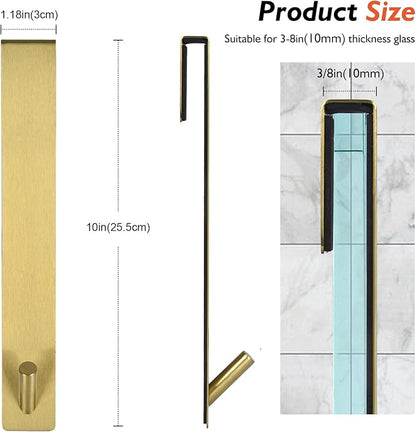 Kontoyo Shower Door Hooks(10 Inch),Extended Over Door Hooks for Bathroom Frameless Glass Shower Door,Stainless Steel Towel Hooks,Heavy Duty Rack Hooks for Robe,Towel-3 Pack-Gold