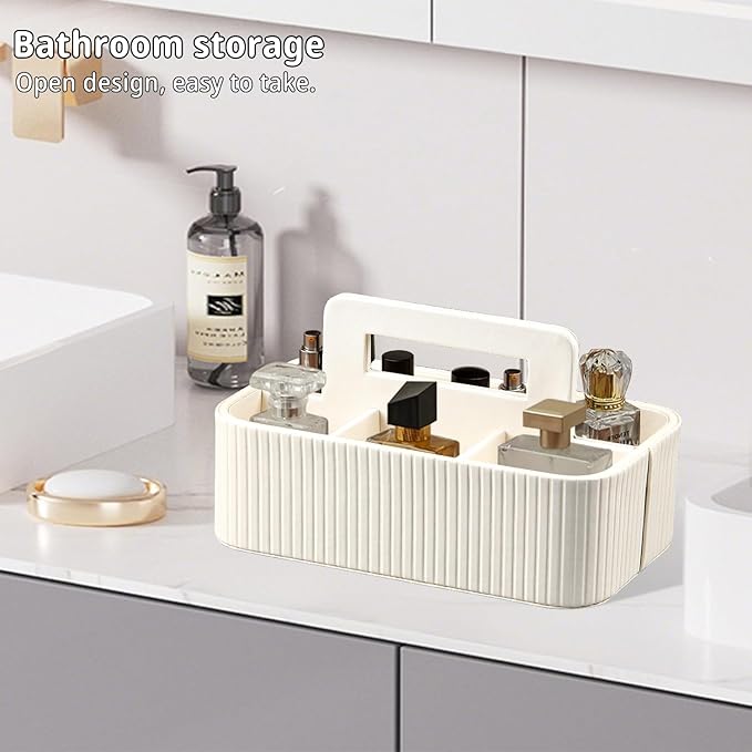 PUSU Multipurpose Leather Craft Caddy Organizer with Handle,Portable Art Supply Storage Organizer for Dorm Classroom Office Teacher Supplies Makeup Bathroom Cleaning Marker TV Remote Control.